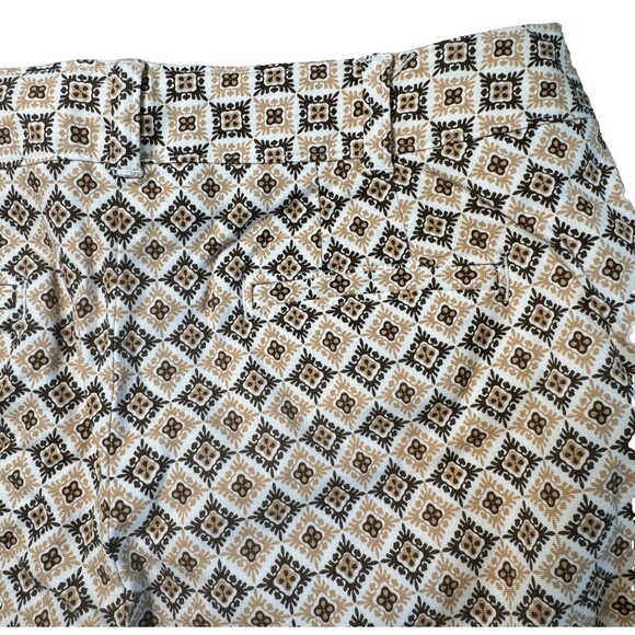 NWOT Talbots Crop Ankle Pants Womens 12 Brown Tan Cream Geometric Tile Stretch - Picture 6 of 14